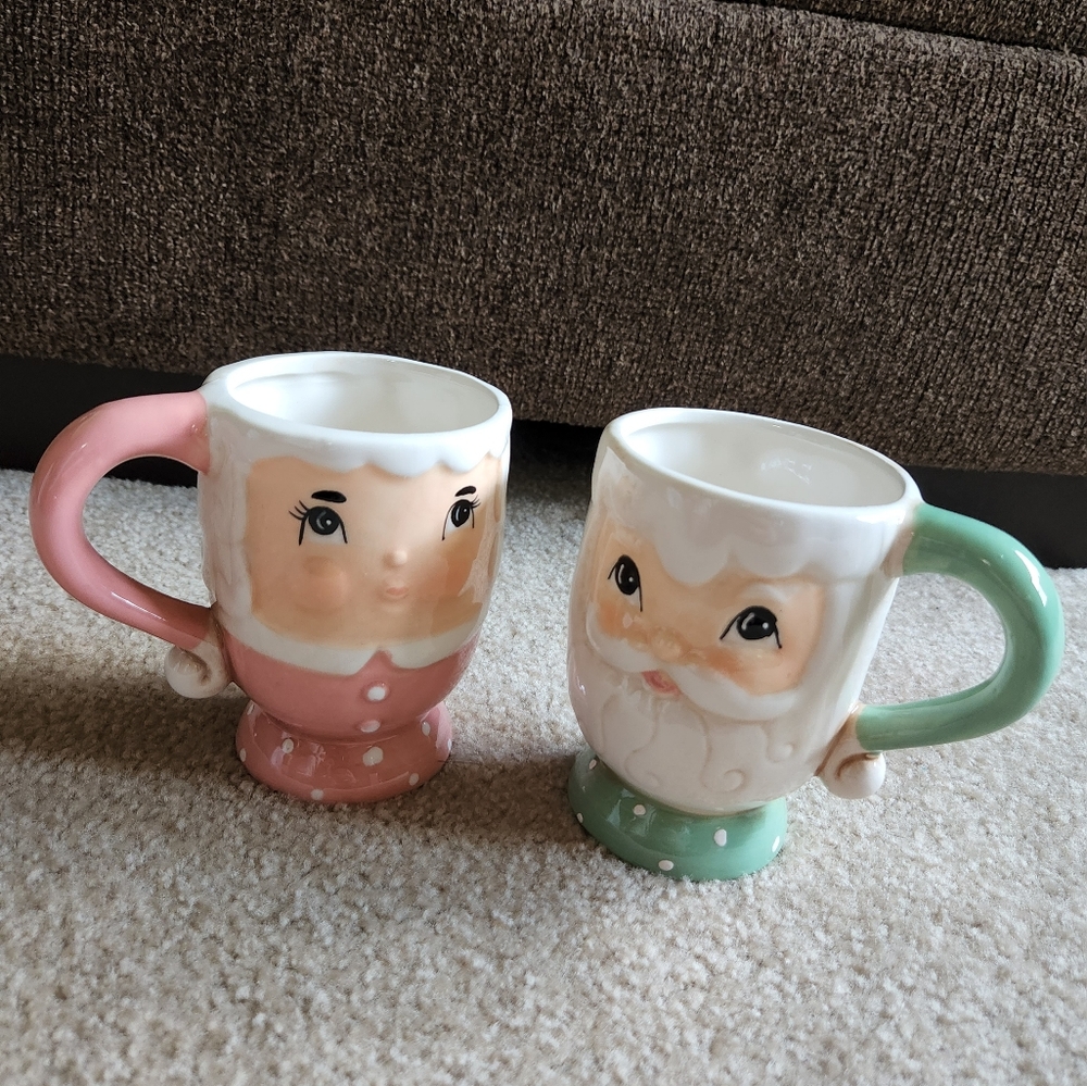 Johanna Parker Christmas Mugs Mr And Mrs Claus Pastel Colors New